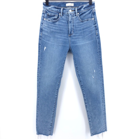 LOFT Denim - LOFT Women Jeans The Skinny 27/4 Blue Distressed Raw Hem High Rise